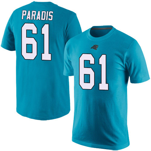Carolina Panthers Men Blue Matt Paradis Rush Pride Name and Number NFL Football #61 T Shirt->carolina panthers->NFL Jersey